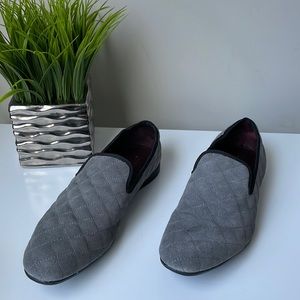 London Brogues Gray Quilted Slipper Loafers